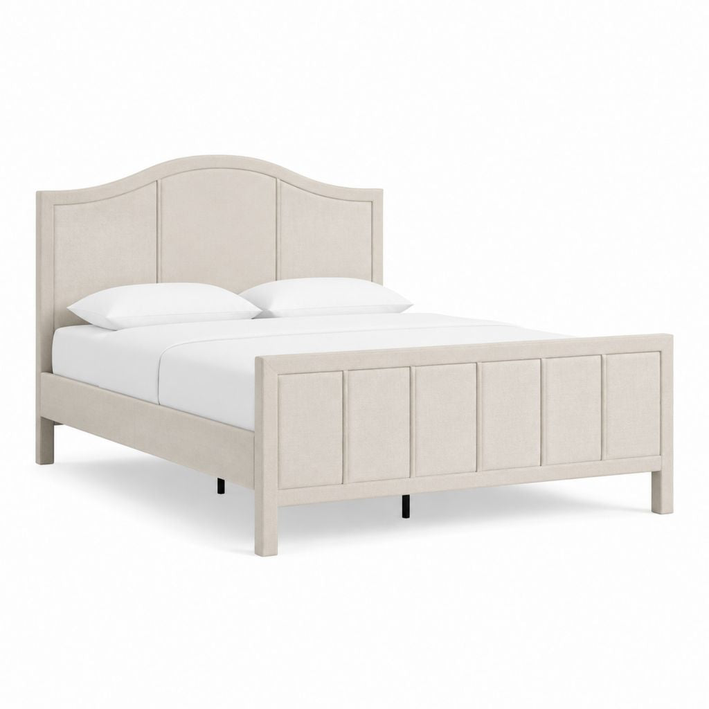 Lit double capitonné beige en polyester avec cadre en MDF 160 x 200 cm