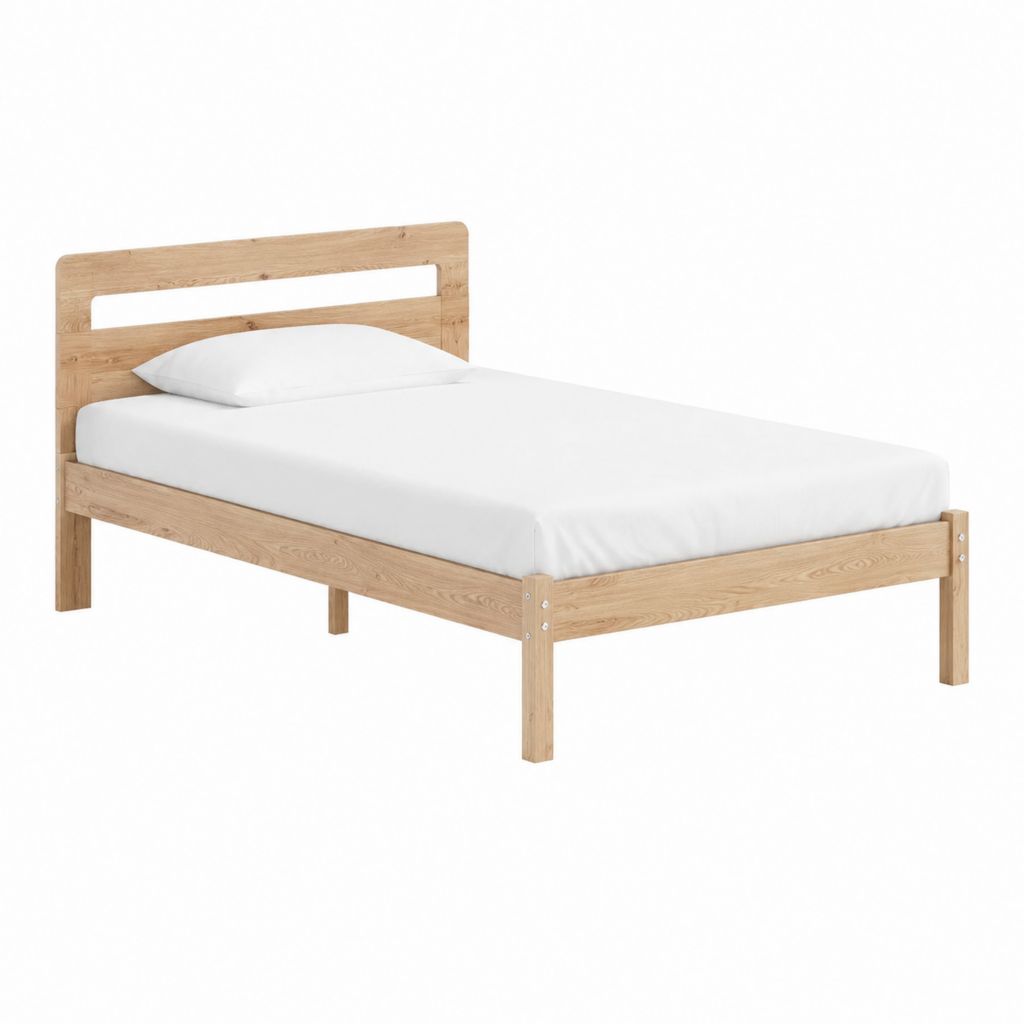 Lit simple avec cadre en pin massif naturel 90 x 200 cm