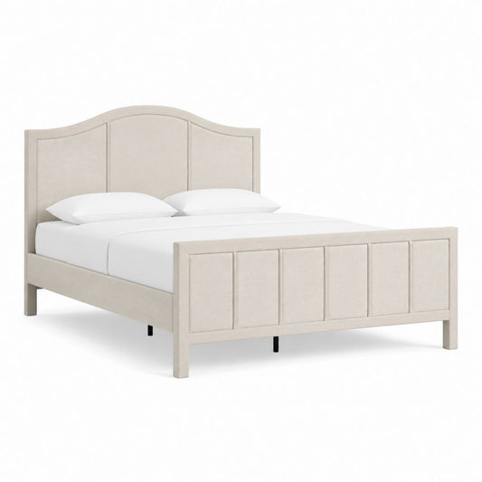 Lit double capitonné beige en polyester avec cadre en MDF 160 x 200 cm
