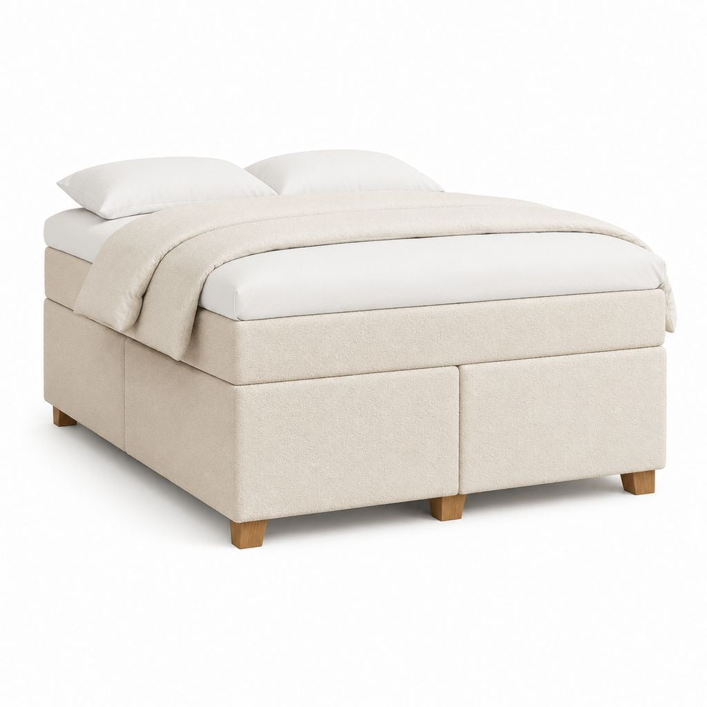 Lit double rembourré beige en polyester 160 x 200 cm